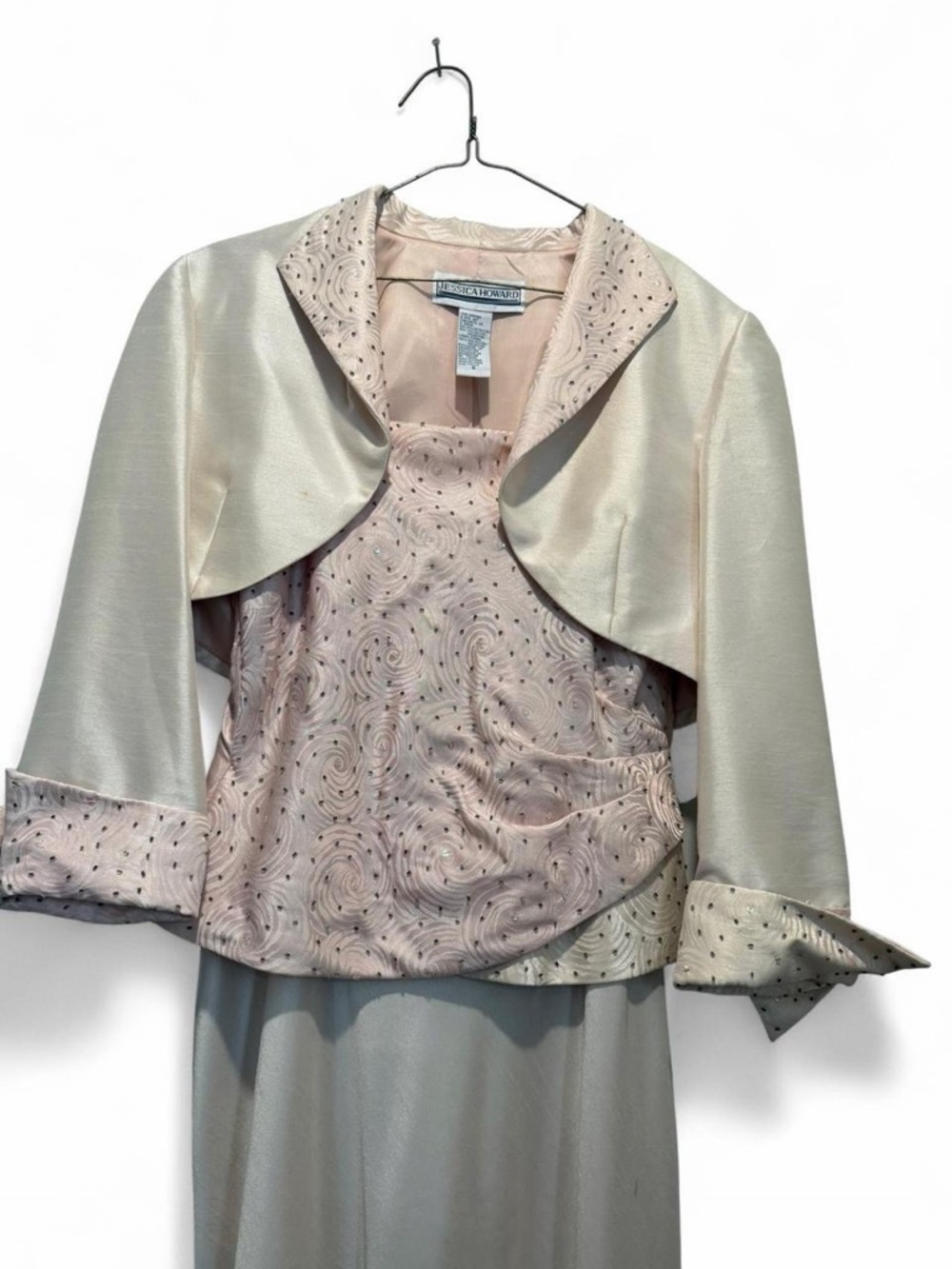 Vintage Jessica Howard Blush Pink Formal Dress & Jacket Set